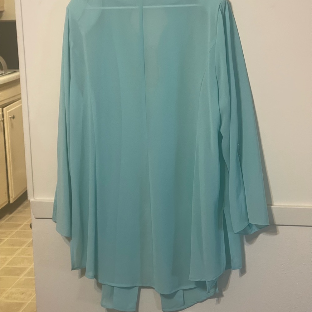 Tally Taylor Light Blue Blouse zise 22W Sherlock 100% polyester Linning - Picture 5 of 7